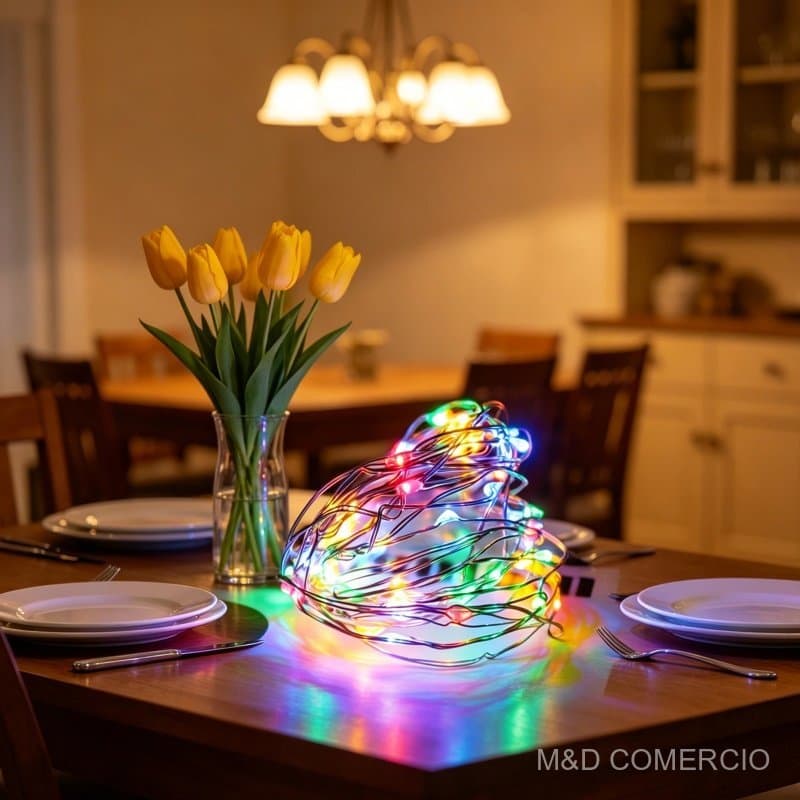 50/60/100 Pcs Decoração Festiva Luminosa 2 Metros 20 Luzes Coloridas Caixa Bateria Independente Sem Tomada Para Plantas