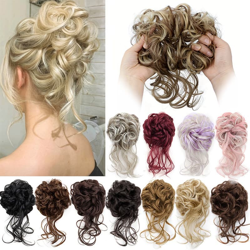 Cabelo Encaracolado Sintético De 8 Polegadas Com Elástico , Coque Elegante E Bagunçado , Fofo Fácil De Manter , Adequado
