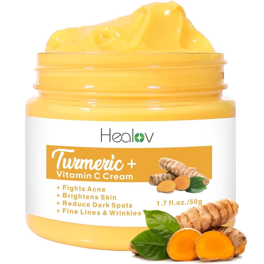 Creme Facial de Cúrcuma Herblov para Rosto e Corpo - Loção Natural de Cúrcuma para Clareamento da Pele - Limpa a Pele, C