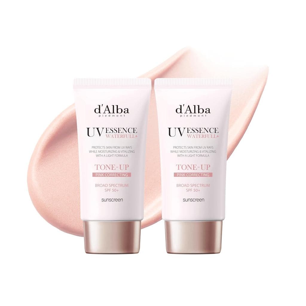 [2-Pack] d'alba Pmont Waterfull Tone-Up - Sérum Protetor Solar de Amplo Espectro SPF 50 + Protetor Solar Facial Coreano,