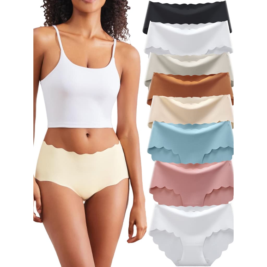 Kit 10x Calcinha Fitness Ice Silk Secagem Rápida Invisível Sem Costura Borda Ondulada