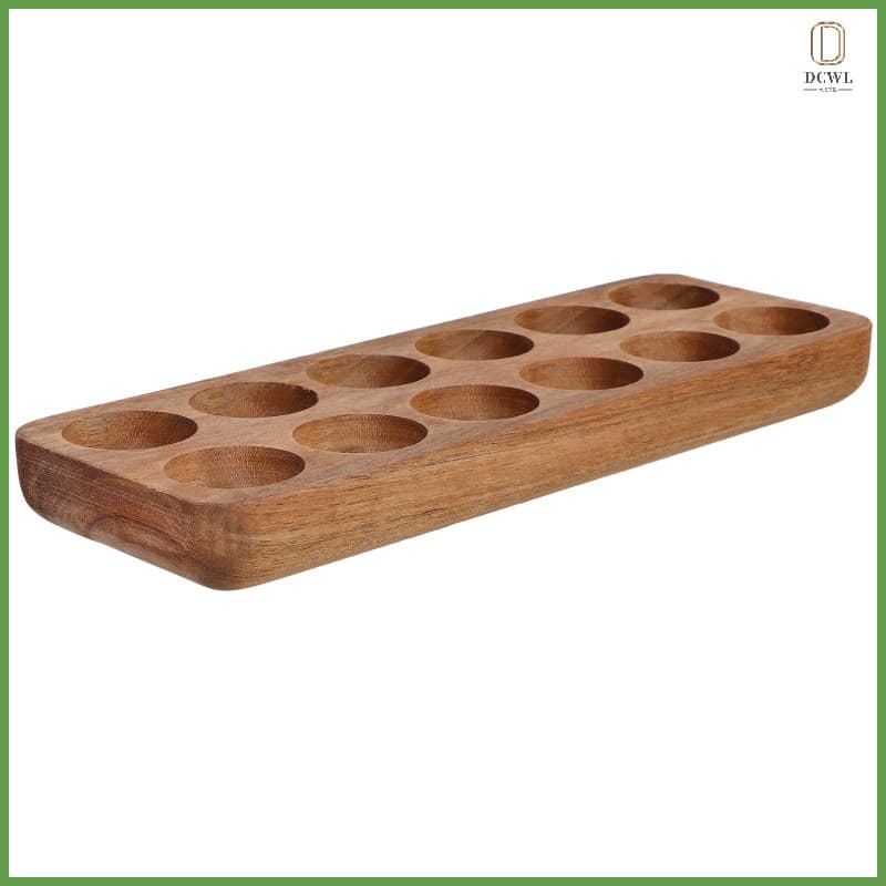 Prato De Madeira Para Organização De Cozinha , Bandeja De Suporte Com 12 Furos , Ideal Armazenamento De Bancada , Decora