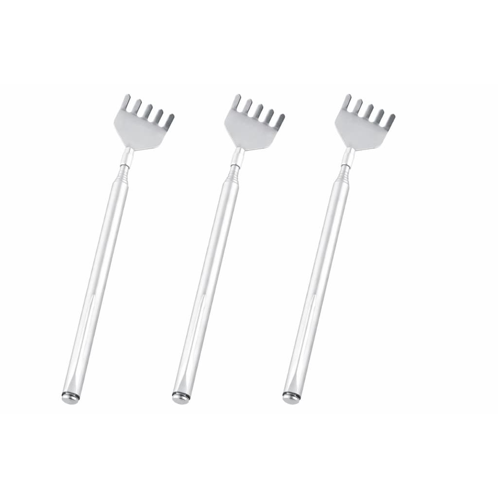 Kit 3 Coçador de Costas Mãozinha Retrátil Extensível Aço Inox 50cm
