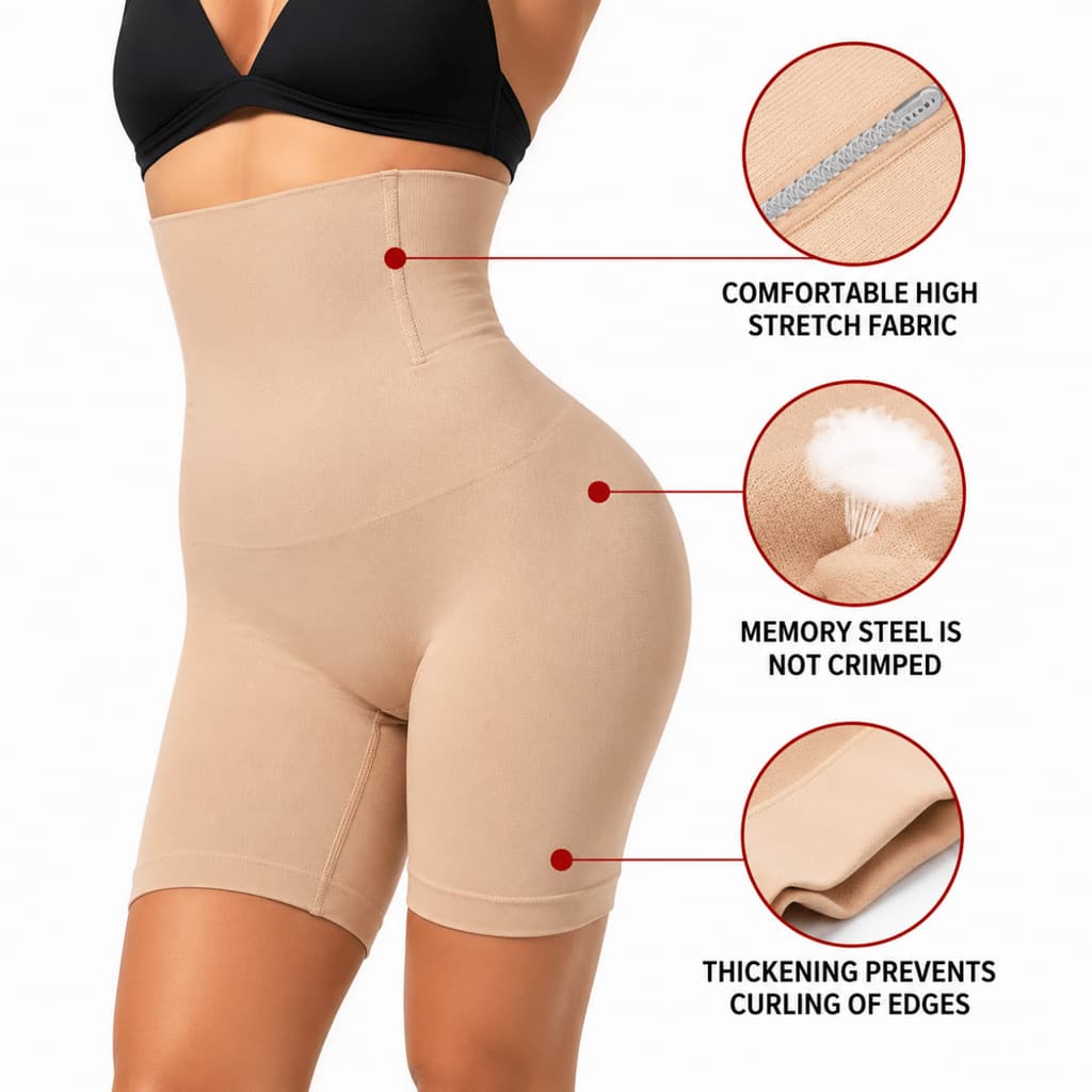 Shorts Cinta Modelador Feminina Levanta Empina Bumbum Feminina Alta Compressão Shortinho Com Barbatanas Modeladora