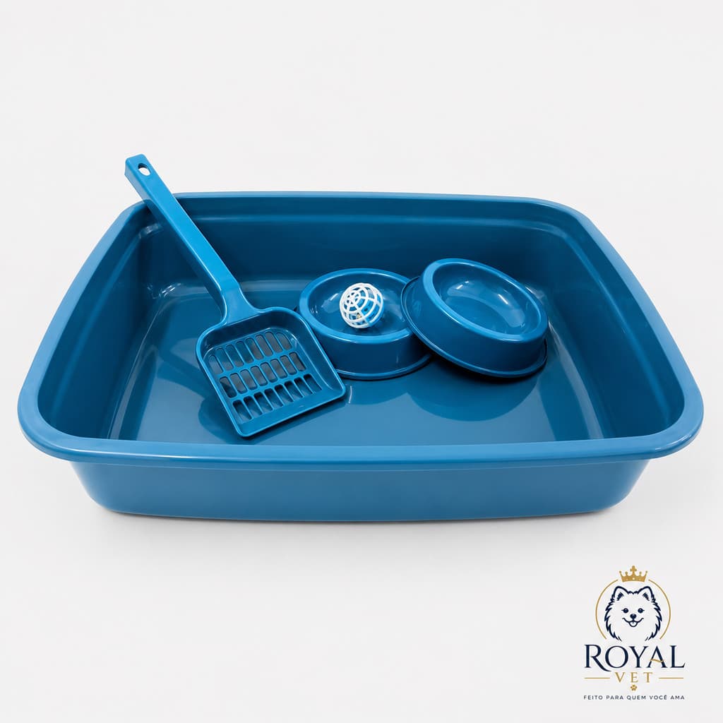 Kit caixa de de areia para gatos sanitário higiênico banheira pá comedouro e bebedouro