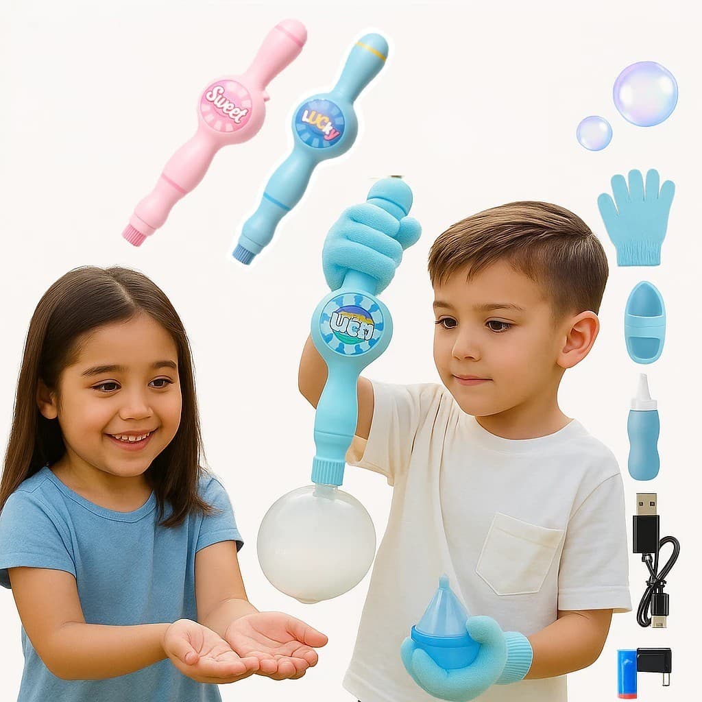 Máquina Bolha de Sabão com Fumaça Neblina Brinquedo Bolinha de Sabão Com Luvas