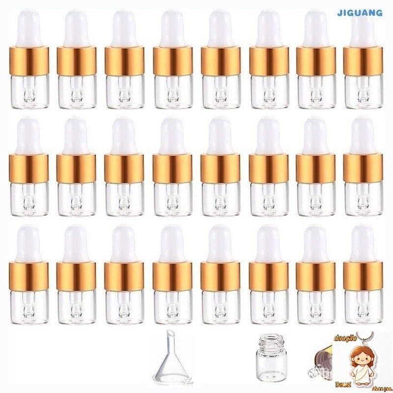 20/30/50pcs Frascos de Vidro Transparente Vazios com Conta-gotas 2ml 3ml 5ml Tampa Dourada