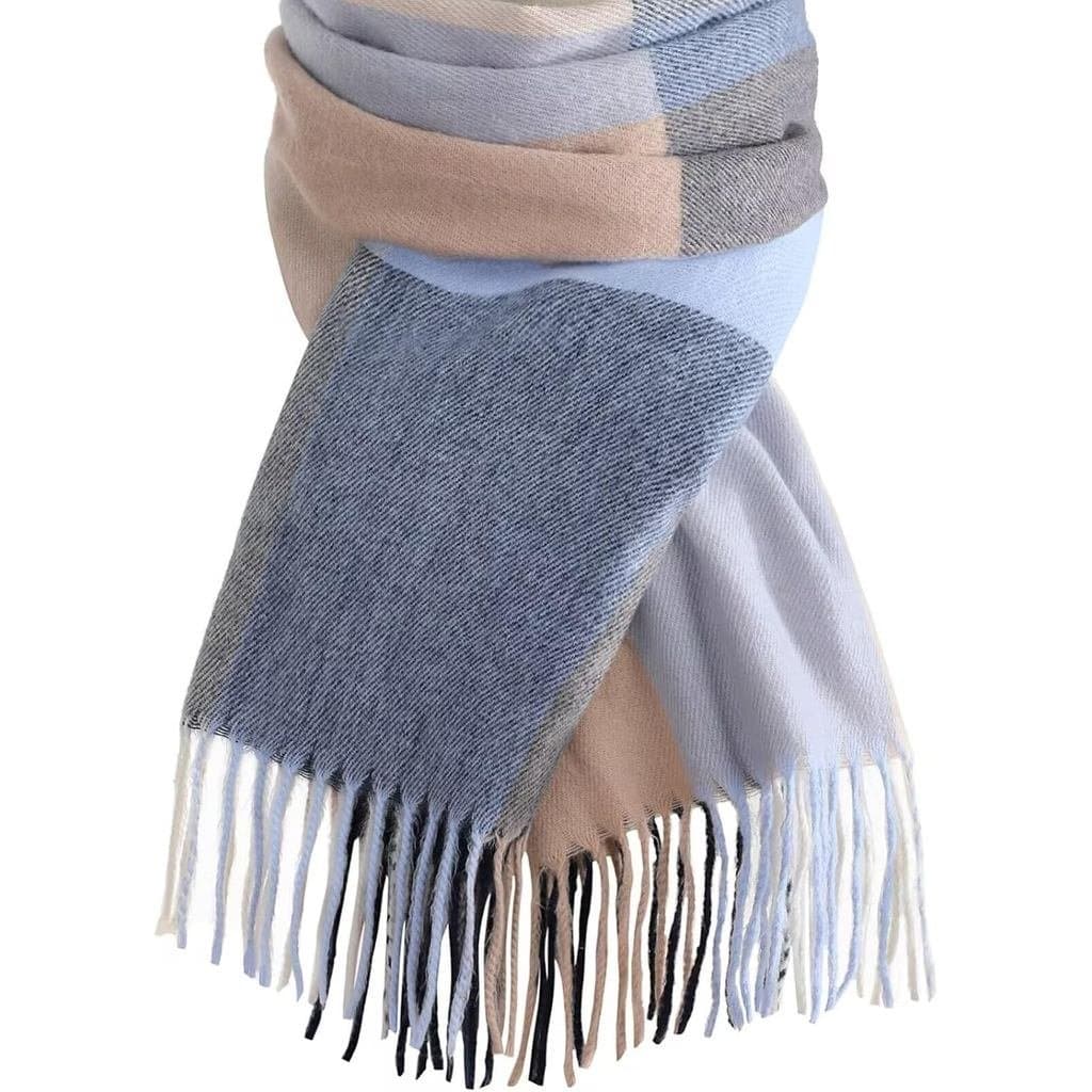 Cachecol de Inverno Feminino Trifabricy, Cachecol Xadrez com Toque de Cashmere, Cachecol Longo Tipo Manta, Xale e Envolt