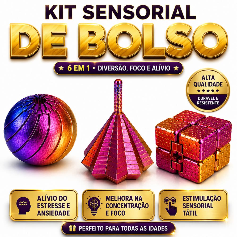 Kit Fidget Toy 3D - Bola Estrela e Cubo - Multicolorido Anti Stress Ansiedade TDAH Autismo