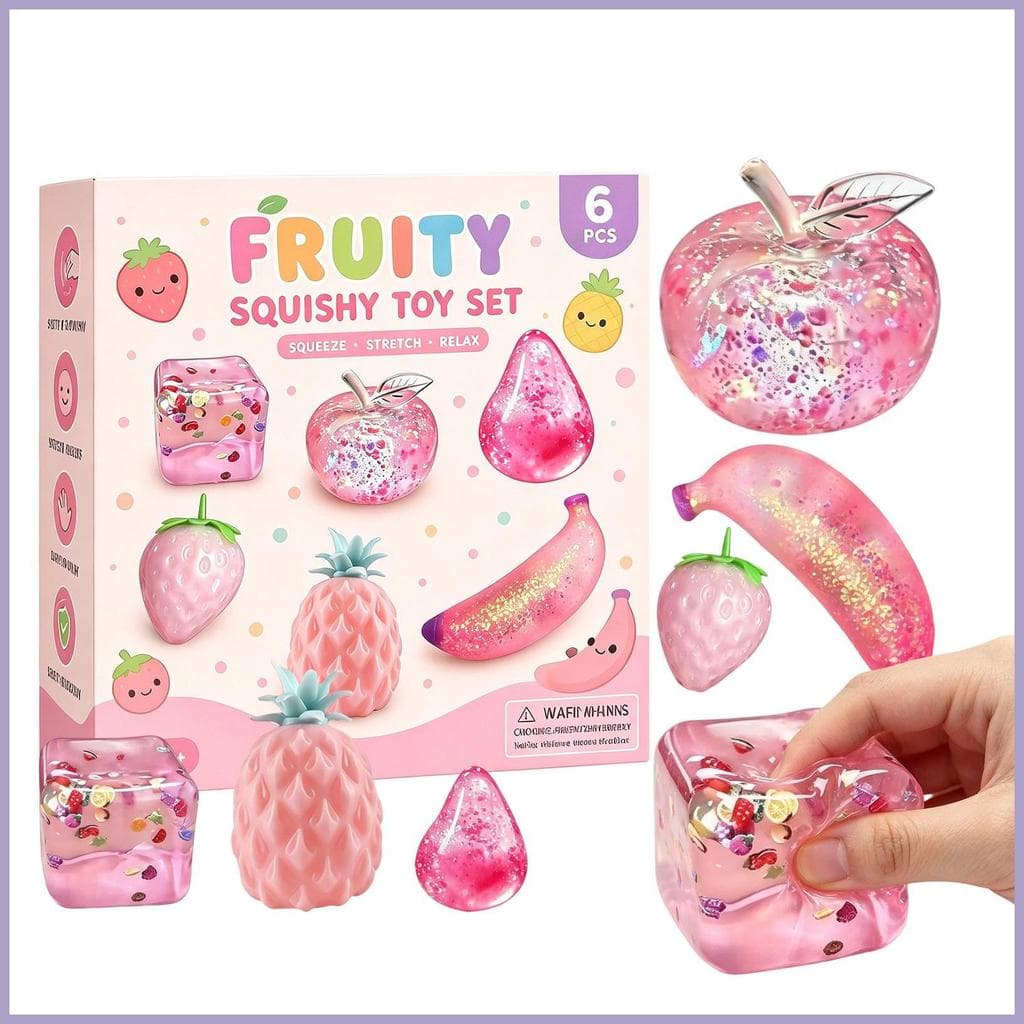Espremer Brinquedos De Frutas 6 Peças Recuperação Lenta Sensorial Estresse Fidget Fruta Em Forma De Amassar Brinquedo De