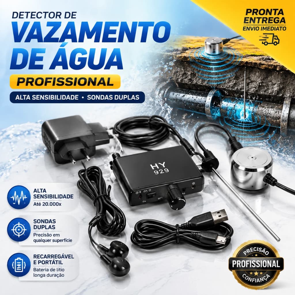 Detector De Vazamento De Água Profissional Geofone Alta Sensibilidade C/ Sondas Duplas