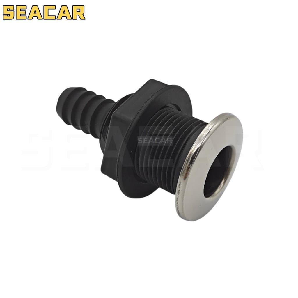 19mm 3/4 polegadas, porta de saída reta em nylon preto com cobertura de aço inoxidável 316, acessórios de ferragens marí