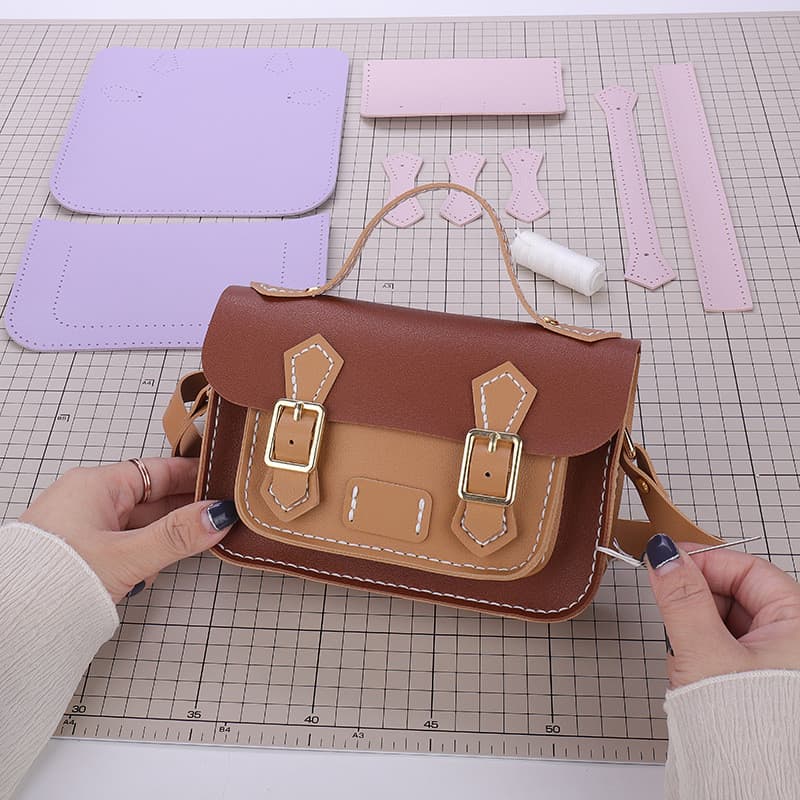 Bolsa Cambridge, bolsa tecida à mão, kit de materiais para DIY, bolsa mensageiro colorida costurada à mão com um toque s