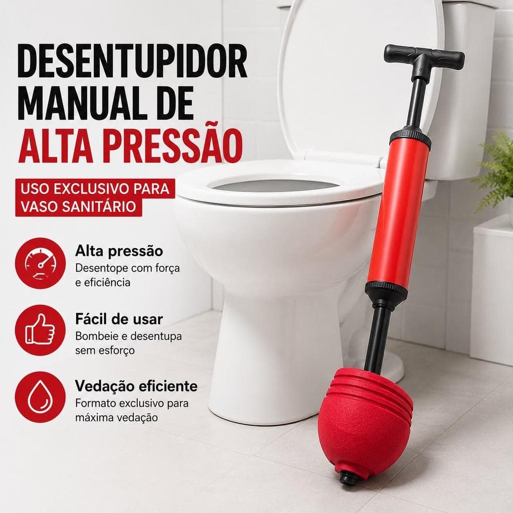 Desentupidor Manual de Alta Pressão para Vaso Sanitário Bomba Desentupidora Reutilizável Resistente