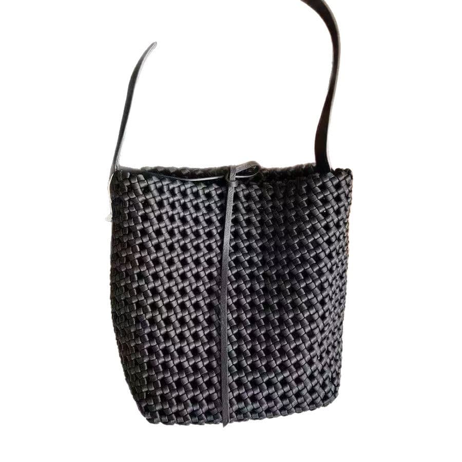 Bolsa de design exclusivo, bolsa vintage vazada e trançada, bolsa tipo balde de grande capacidade, bolsa para mãe e filh