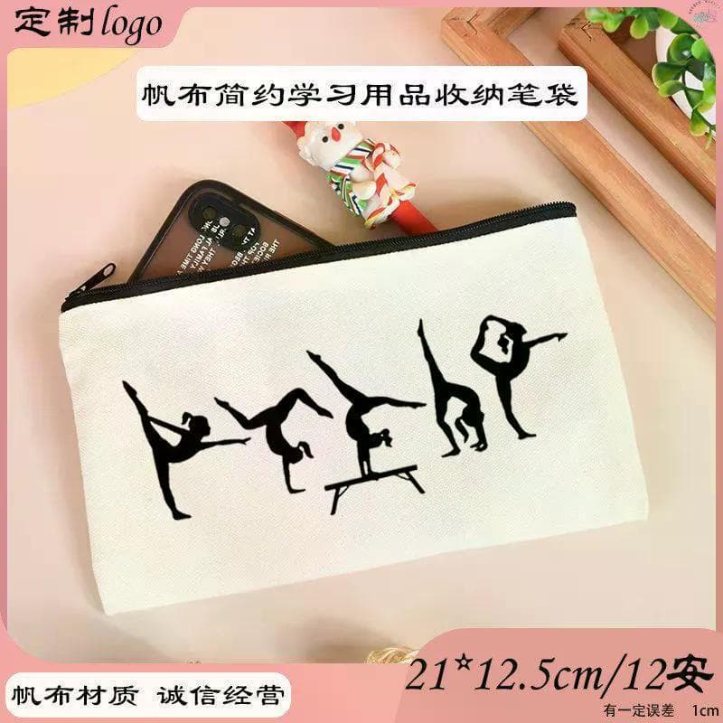Nova tendência da moda Ballet Dancer's Zipper Storage Bolsa de papelaria de grande capacidade Estojo de lona simples par