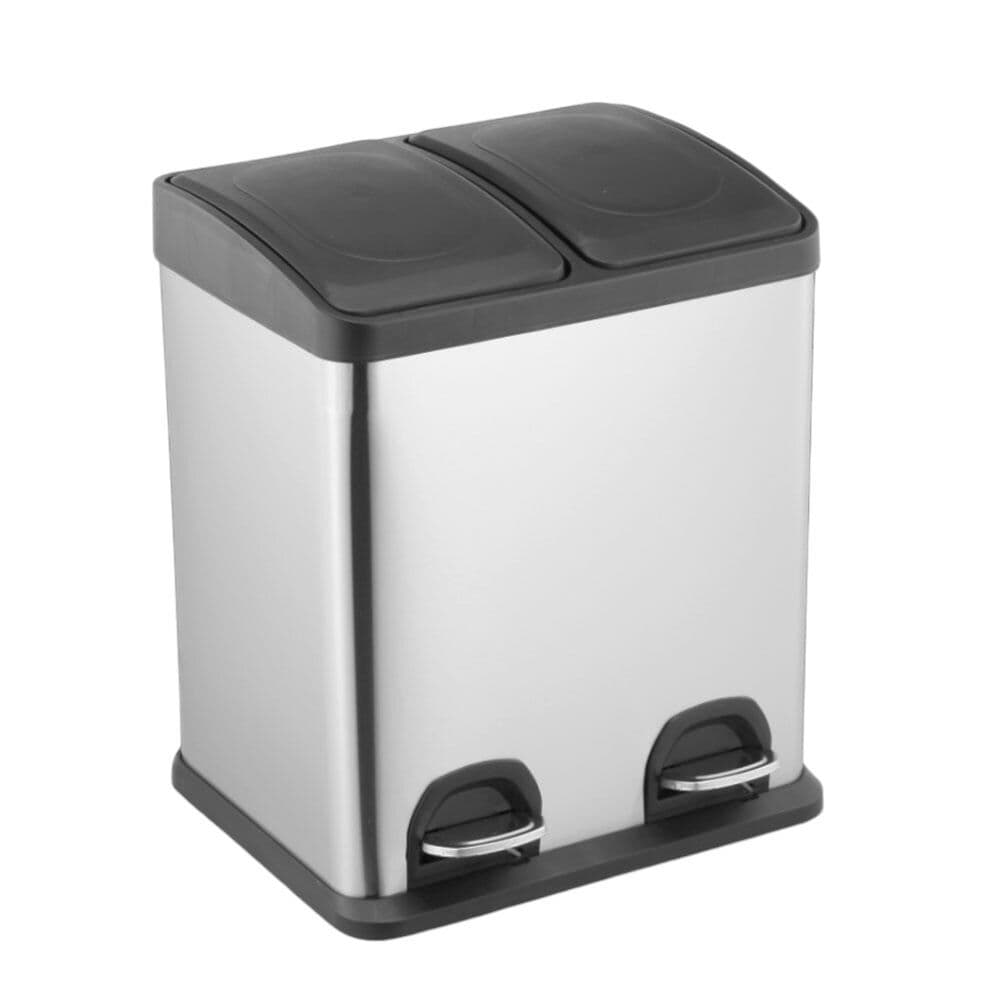 Lixeira Inox com Pedal 15L 2 Compartimentos Seletivo e Orgânico