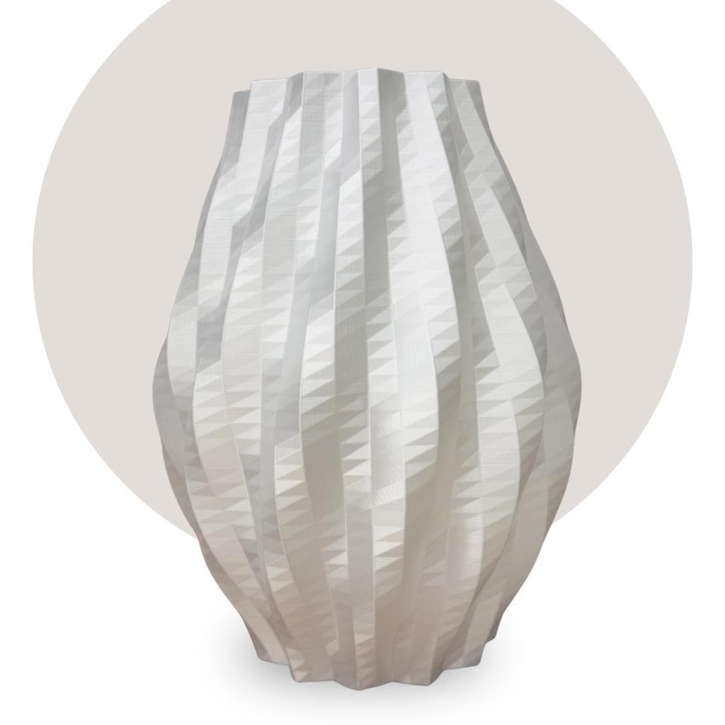 Vaso Decorativo 3D Geométrico Vortex Branco Pérola Grande Flores Secas Escultura Centro Mesa Climbr
