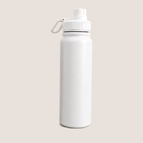 Garrafa Termica Inox 800ml Parede Dupla Bocal Largo - Quente 12h Frio 24h Academia Viagem Branco