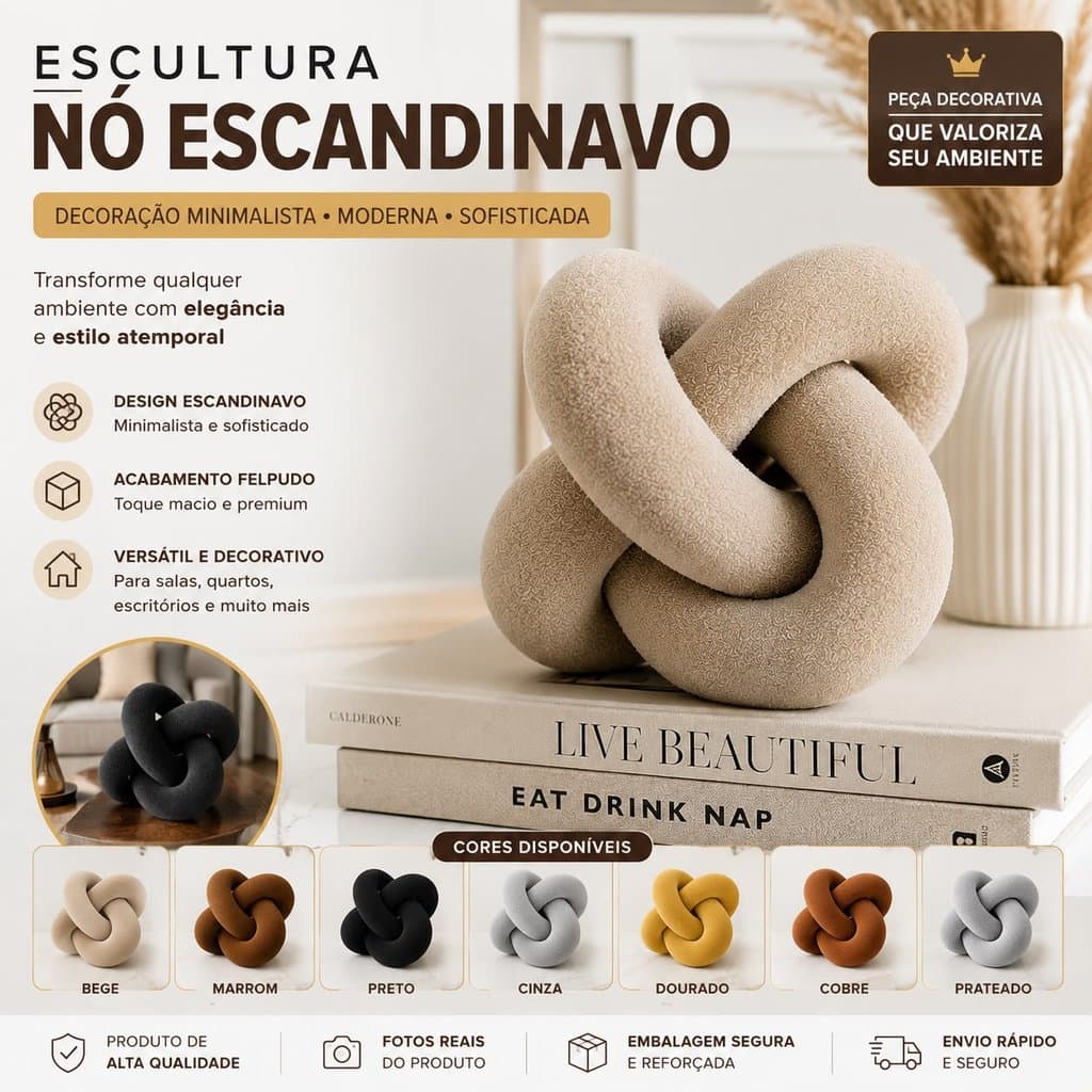Escultura Decorativa Elo Corrente – Design Moderno e Minimalista Nó Escandinavo
