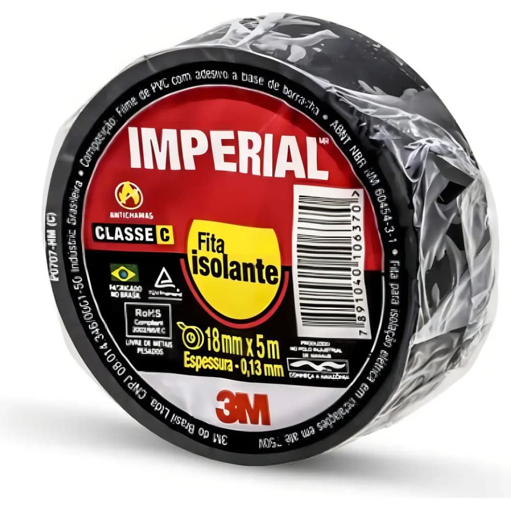 Fita Isolante Imperial 3m 18mm X 5 Metros Preta
