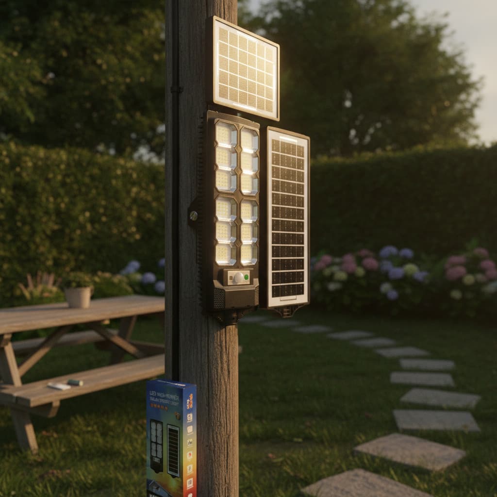 Luminária Solar LED Foguete 12 Módulos Potente Sensor Presença Exterior Original