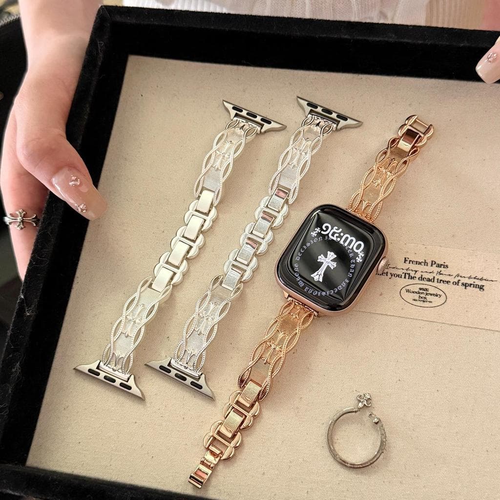 Pulseira De Relógio De Metal Com Corrente Oca 18 20 22mm Universal Fina Elegante Pulso Feminina