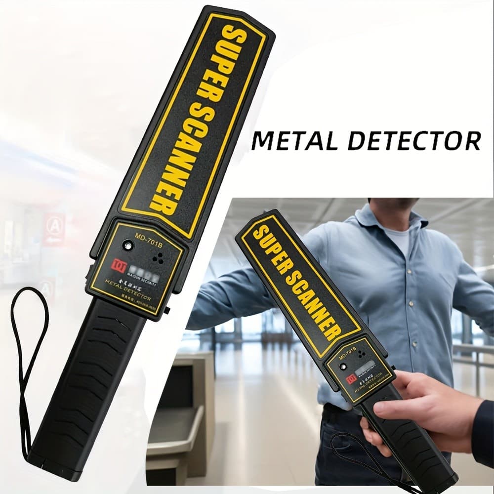Detector de Metais Portátil para Inspeção Corporal com Sensibilidade Ajustável (Bateria Inclusa)