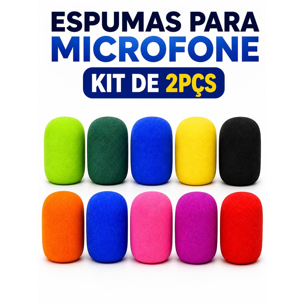 2pçs Espuma Para Microfone SM58 Varias cores Condensador Sennheiser, Leson, Shure, TSi, Importados
