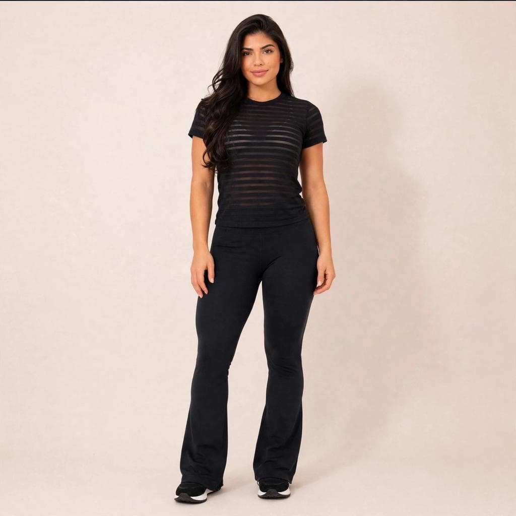 Calça Flare Feminina Poliamida Lisa Cintura Alta Fitness Academia Confortável