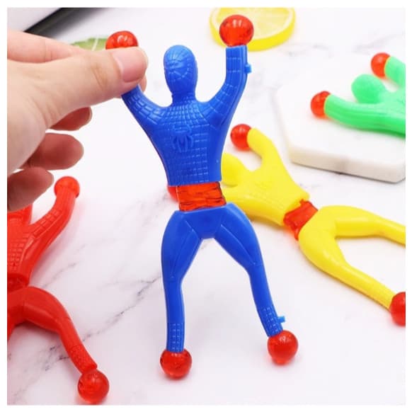 Kit 20 Boneco Homem Aranha Escalada De Parede Gruda Na Parede E Desce Ninja Colorido