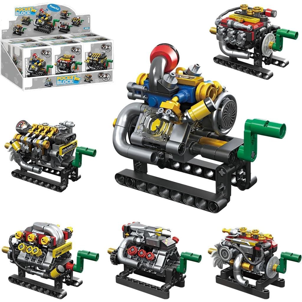 Conjunto de Blocos de Montar do Motor Mini V8 HJPLPXH, Expositor Mecânico para Mesa |   Mini Modelo de Motor de Blocos,