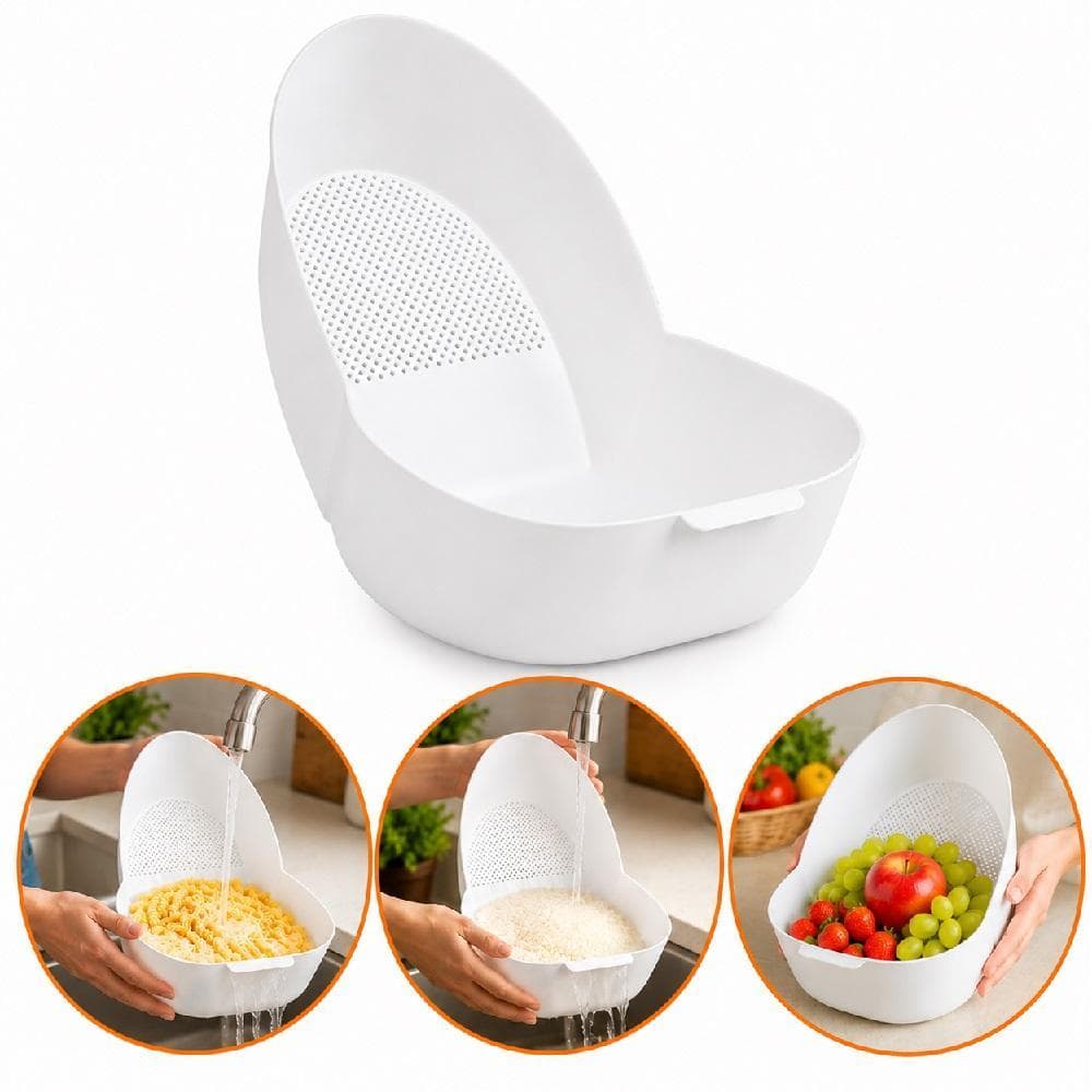 ESCORREDOR DE ARROZ LAVA ALIMENTOS MULTIUSO MACARRAO VERDURAS LEGUMES FRUTAS COZINHA RESTAURANTE BPA FREE BRANCO