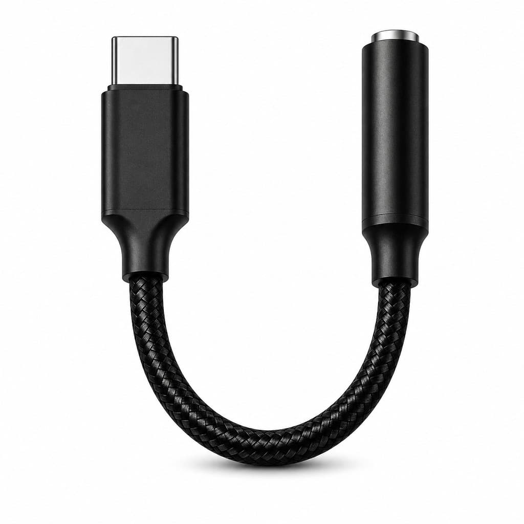 Adaptador de Áudio USB-C para P2 3,5mm Chip DAC Fone e Microfone Cabo de Nylon Trançado para Celular Tablet e Notebook