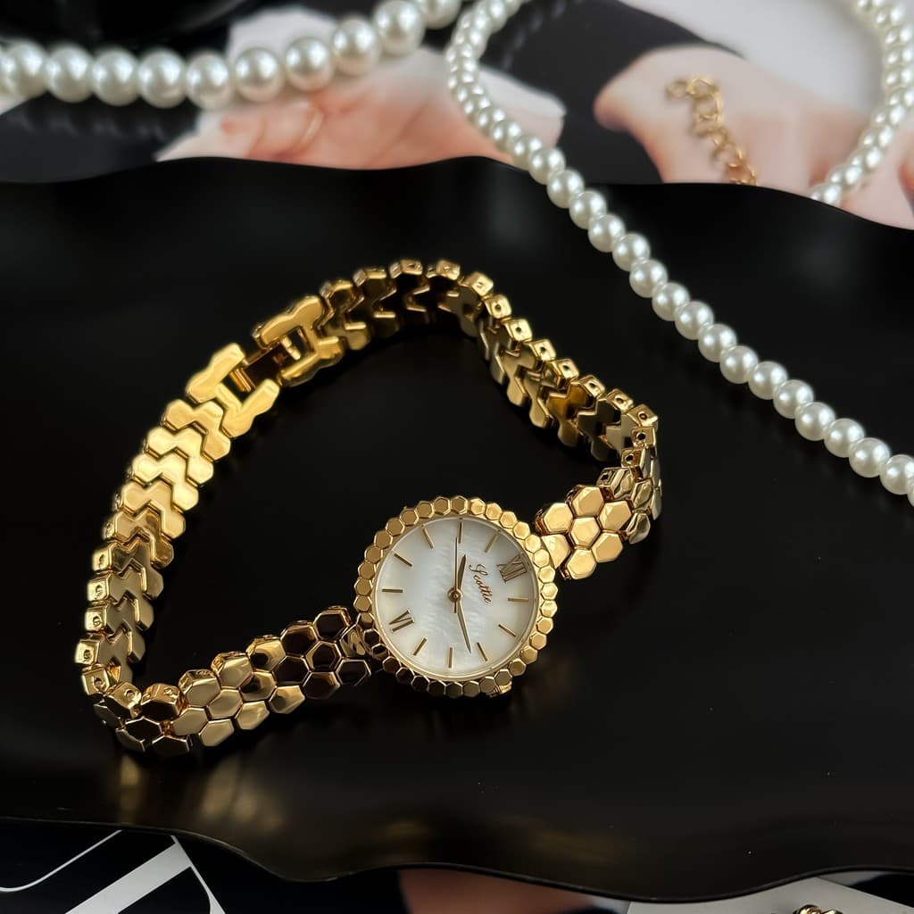 Novo relógio feminino simples em forma de favo de mel mostrador redondo feminino elegante relógio de quartzo