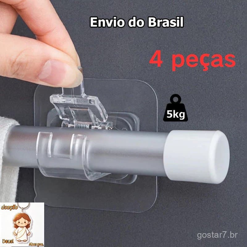1-8 Ganchos adesivos para varão de cortina que não precisa furar suporte de parede