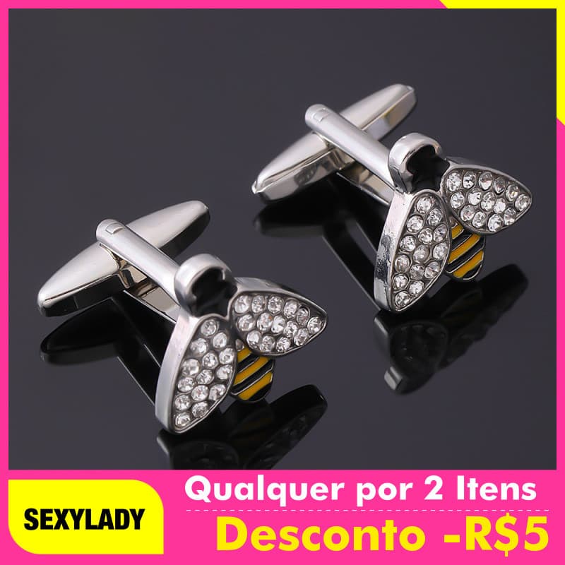 Abotoaduras de abelha em cristal, abotoaduras de camisa francesa com tema animal, acessórios masculinos