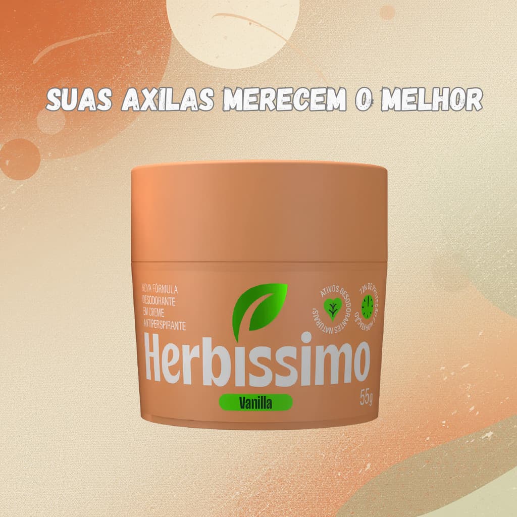 Desodorante Creme Herbíssimo Vanilla 55g - Secagem Rápida e Proteção