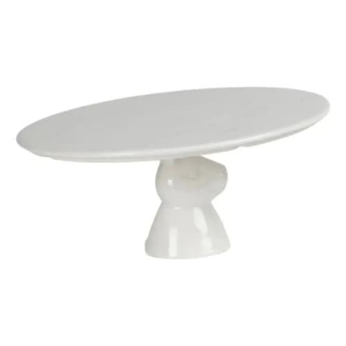 Boleira Cerâmica com Base de Coelho Branco 30X30X8.5cm Prato p/ Bolo Páscoa