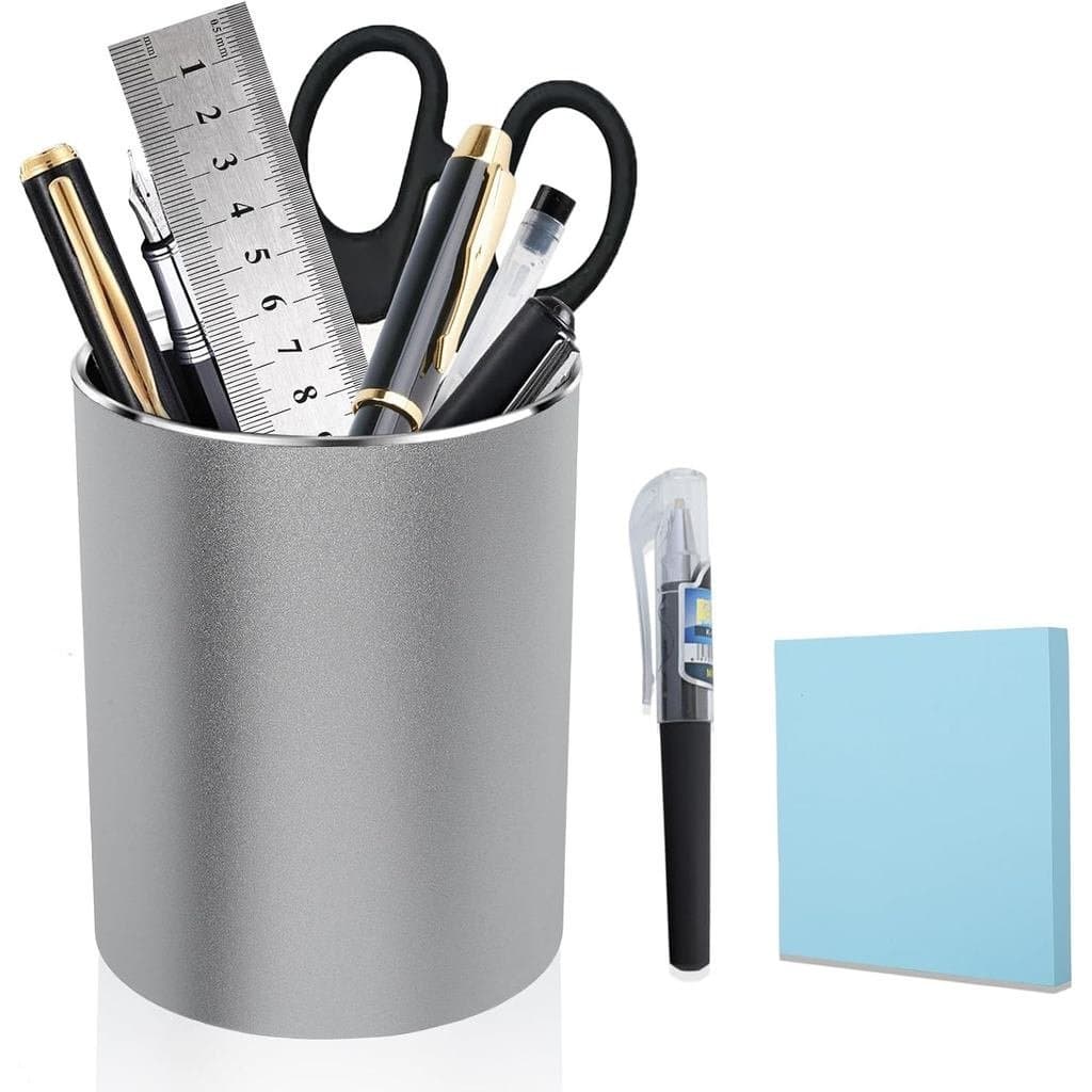 Suporte de Canetas de Metal, Organizador de Mesa em Alumínio Preto para Escritório, Escola, Casa 3.15 x 3.15 x 3.94 Pole