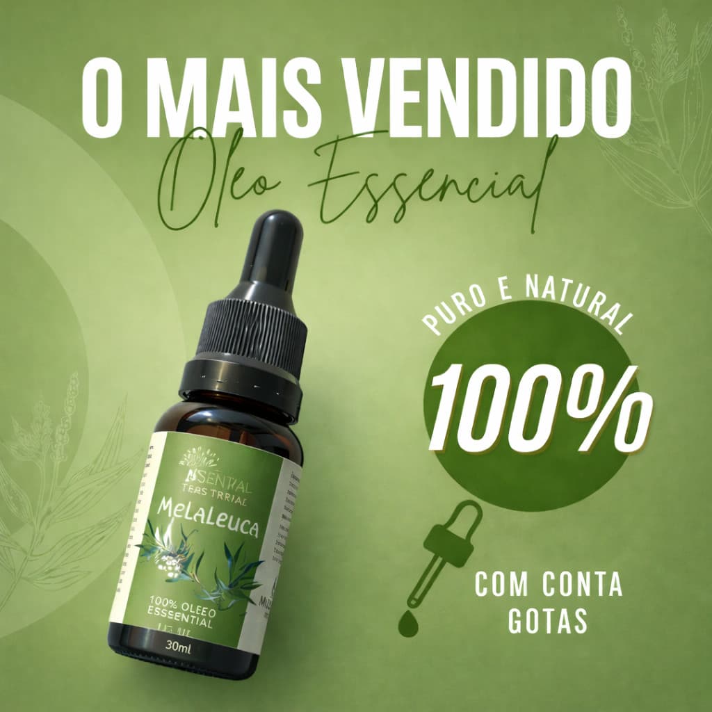 Óleo Essencial De Melaleuca Tea Tree 100% Puro 30ml Contra Micose Acne