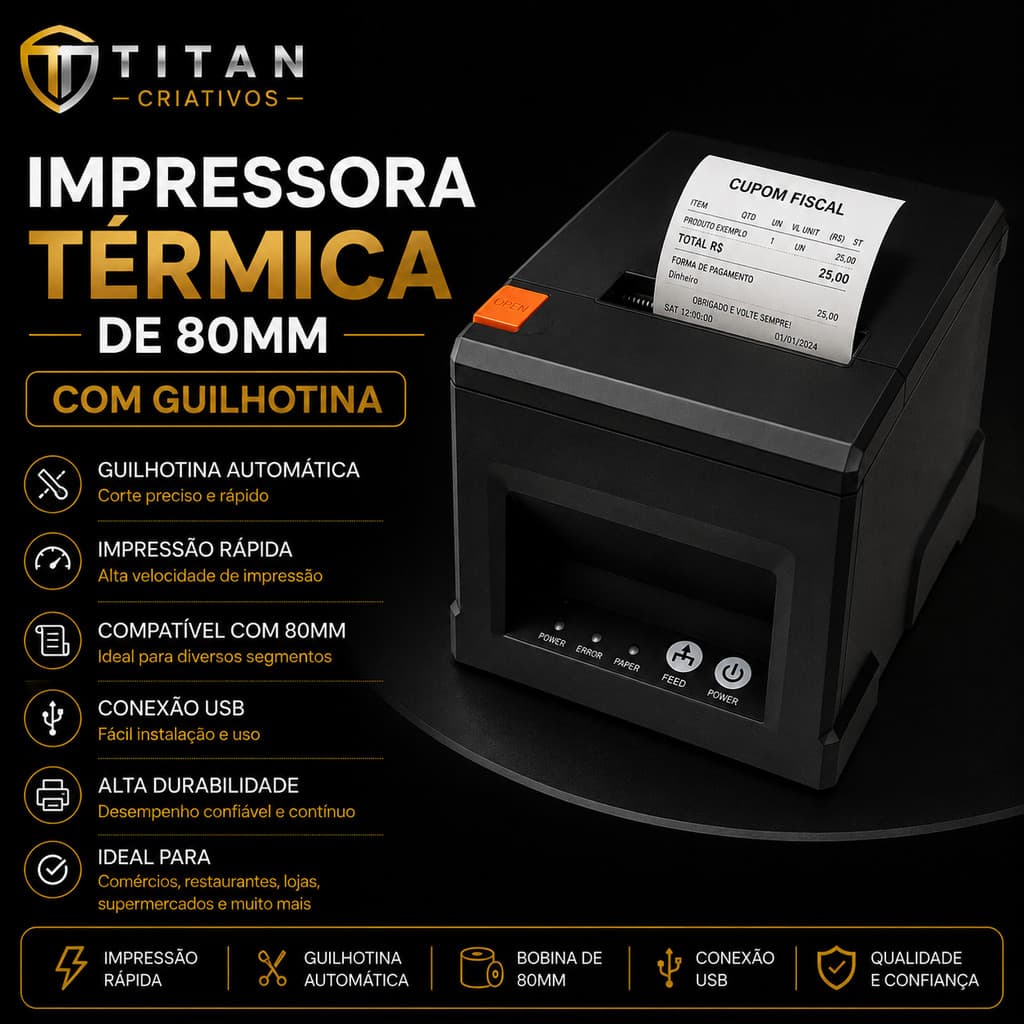 Impressora Termica Bluetooth Qr Não Fiscal Cupom 80mm Guilhotina