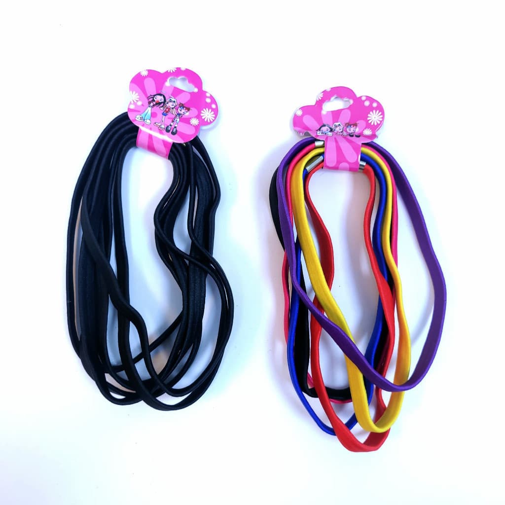 Elásticos de cabelo – Conjunto colorido/Conjunto preto (6 elásticos por conjunto)
