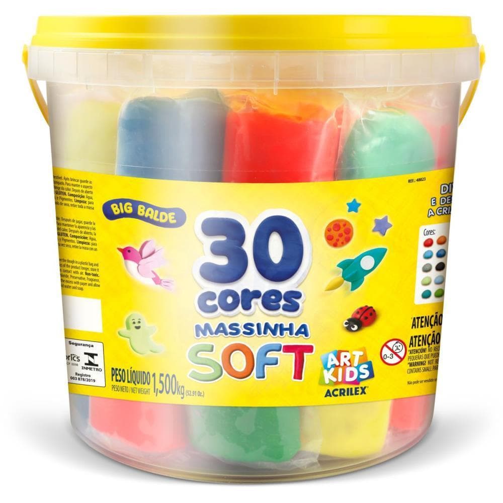 Massa para Modelar Criativa ART KIDS BIG Balde 30 UN 1,5KG