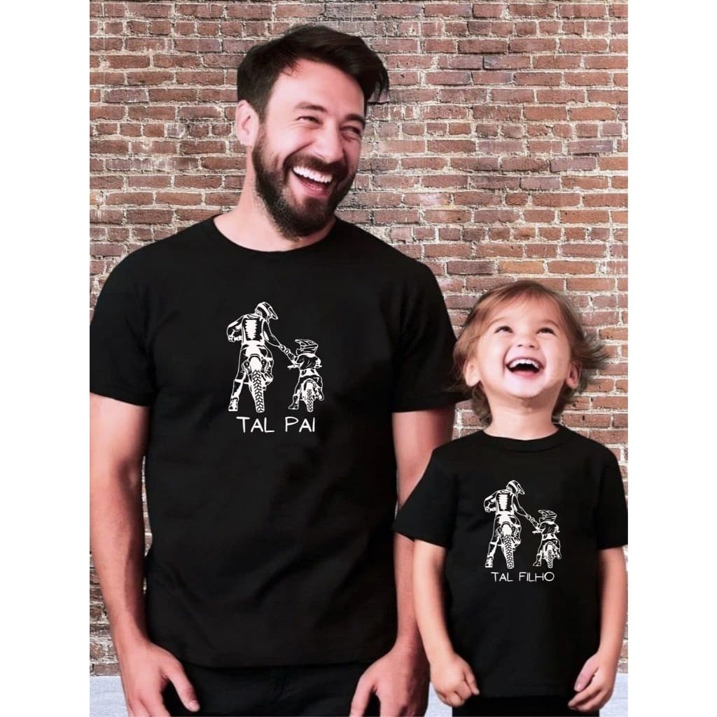 Kit Camiseta Pai e Filho Homenagem Estampada Moto Motoqueiros Tal Pai Tal Filho 100% Algodão Premium