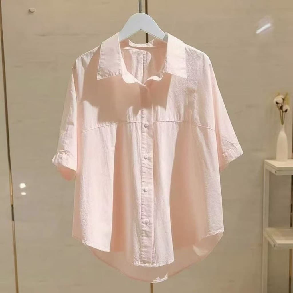 Voltar mais magro olhar branco camisa de manga curta feminina camisa de verão topo oco na moda solto tamanho grande
