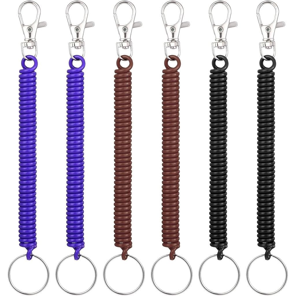 6 Peças de Chaveiro Espiral Retrátil com Mola, Corda Elástica Anti-Perda para Segurança