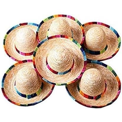Pacote com 6 Mini Chapéus Mexicanos, Mini Sombreros de Palha Trançada de 6 Polegadas para Decorações de Festa, para Cria