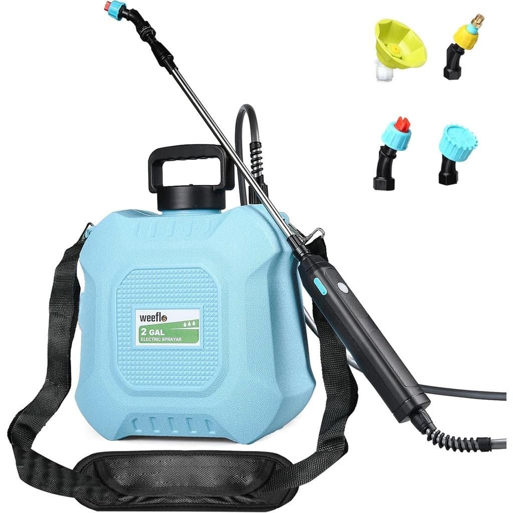 Pulverizador a de 2 Galões, Pulverizador Elétrico Retrátil e 4 Bicos de Nebulização e Cabo Recarregáve