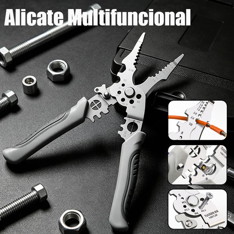 Alicate Universal Para Eletricistas Multifuncional Crimpa Descasca Torce E Corta Fios Elétricos